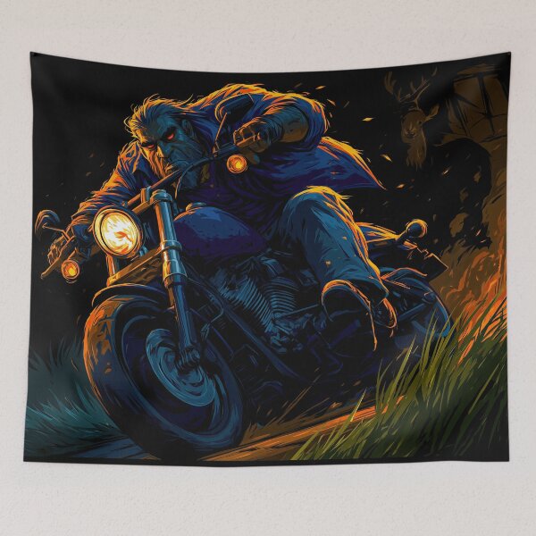 Item preview, Biker in Red Jacket Riding Through Fire designed and sold by Piotrek0001.