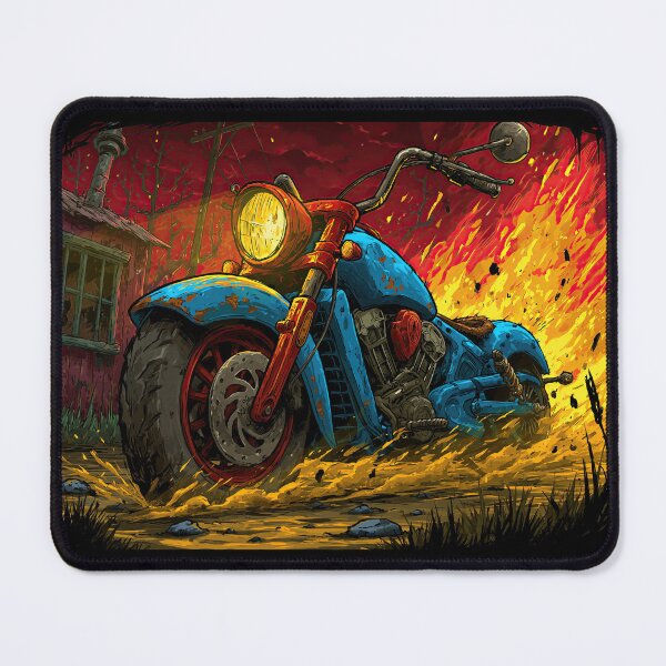 Item preview, Blue Motorcycle with Flames on Tires designed and sold by Piotrek0001.