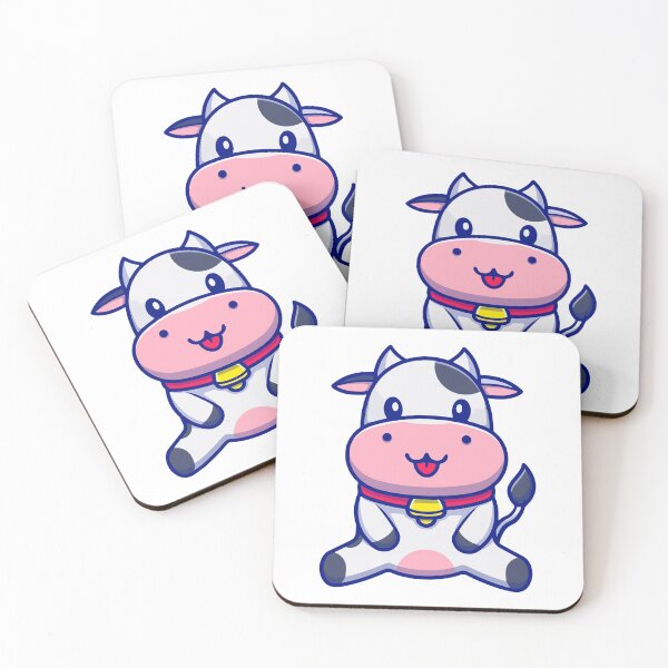 Item preview, Cute Sitting Baby Cow with Cowbell Cartoon designed and sold by mintxw.