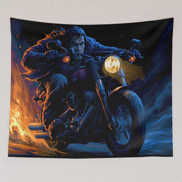Item preview, Blue Motorcycle Speeding in Dark Night City designed and sold by Piotrek0001.