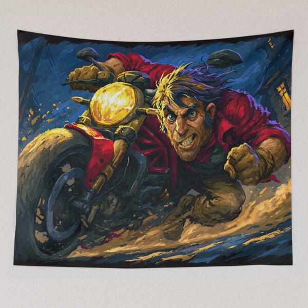 Item preview, Biker Caricature Speeding in Dust Cloud designed and sold by Piotrek0001.