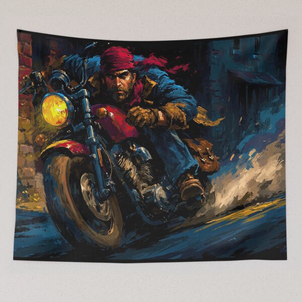 Item preview, Biker in Brown Jacket Riding in Night City designed and sold by Piotrek0001.