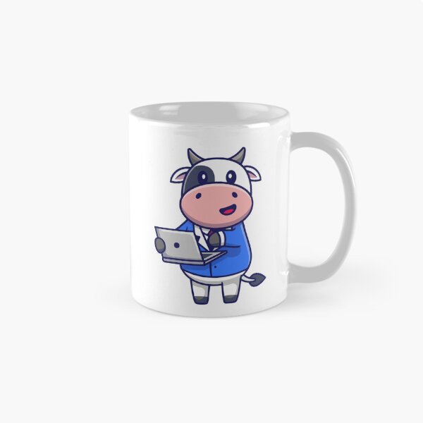 Item preview, Cute Business Cow Working on Laptop Cartoon designed and sold by mintxw.
