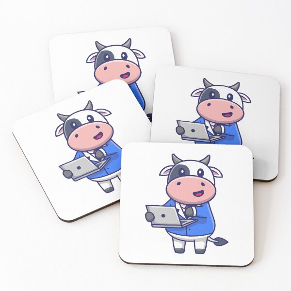 Item preview, Cute Business Cow Working on Laptop Cartoon designed and sold by mintxw.