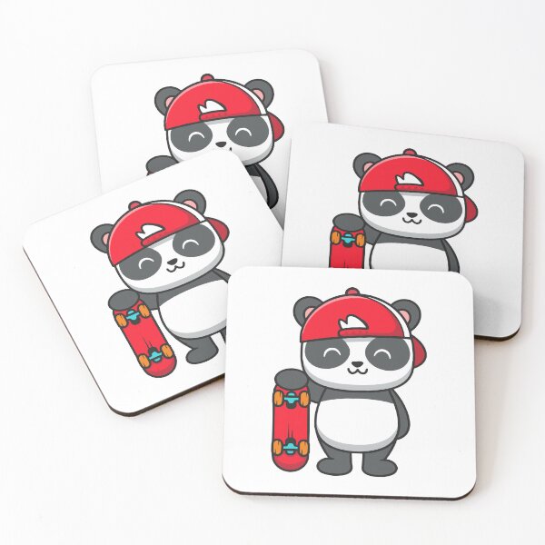 Item preview, Cute Panda Skater with Skateboard and Cap designed and sold by mintxw.