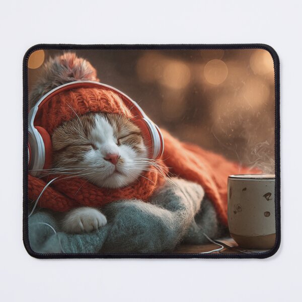 Item preview, Warm Silence in Orange Knits – Cozy Cat Lo-Fi Moment designed and sold by TreatLLC.