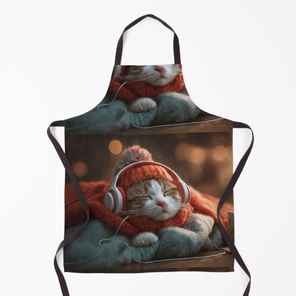 Item preview, Warm Silence in Orange Knits – Cozy Cat Lo-Fi Moment designed and sold by TreatLLC.