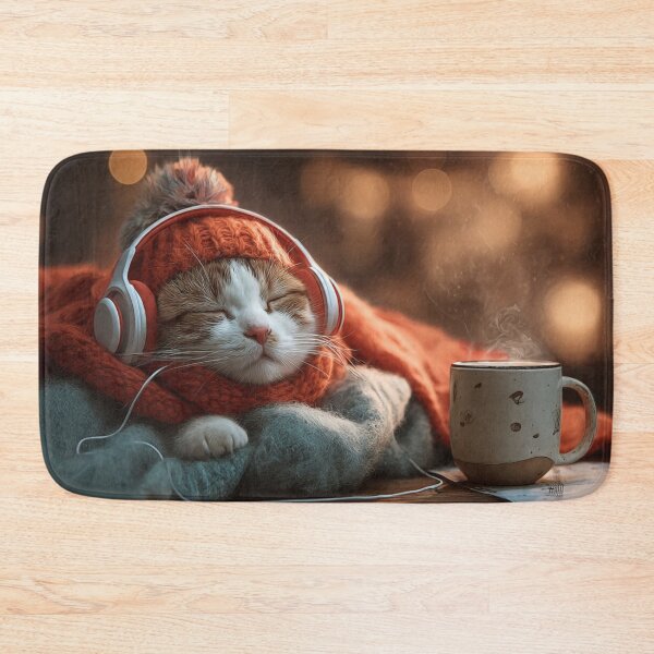 Item preview, Warm Silence in Orange Knits – Cozy Cat Lo-Fi Moment designed and sold by TreatLLC.