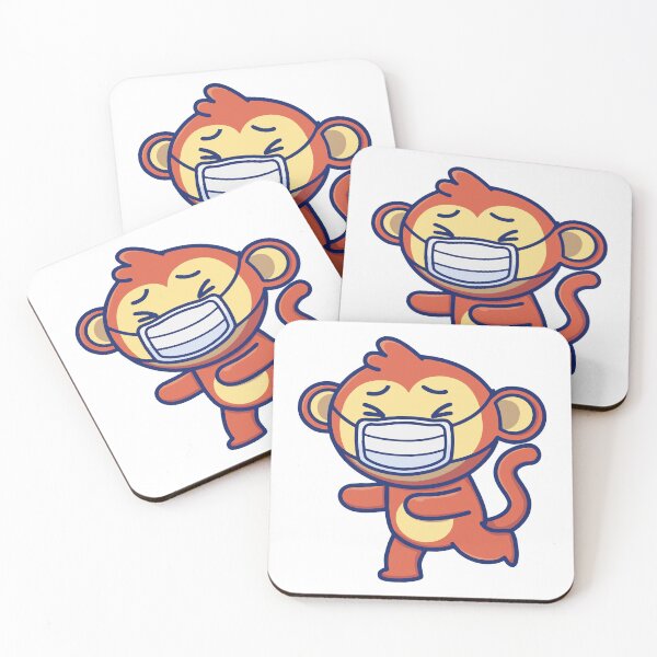 Item preview, Cute Monkey Running with Medical Face Mask designed and sold by mintxw.