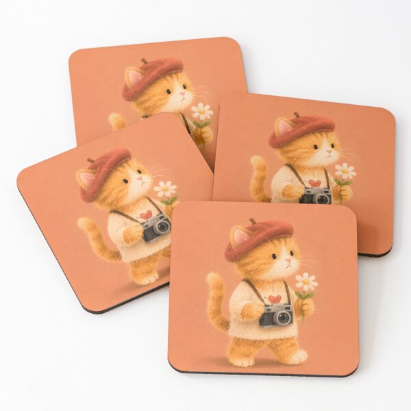 Item preview, Cute Photographer Cat with Flower | Cozy Kawaii Aesthetic Design designed and sold by pixelartestudio.