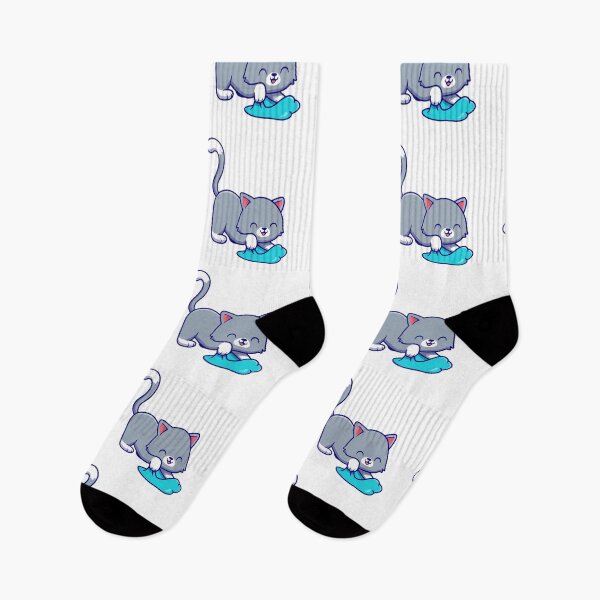 Item preview, Cute Grey Cat Making Biscuits Kneading Blanket designed and sold by mintxw.