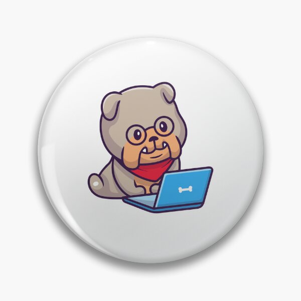 Item preview, Cute Pug Dog Wearing Glasses with Laptop designed and sold by mintxw.