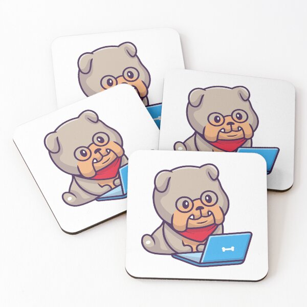 Item preview, Cute Pug Dog Wearing Glasses with Laptop designed and sold by mintxw.