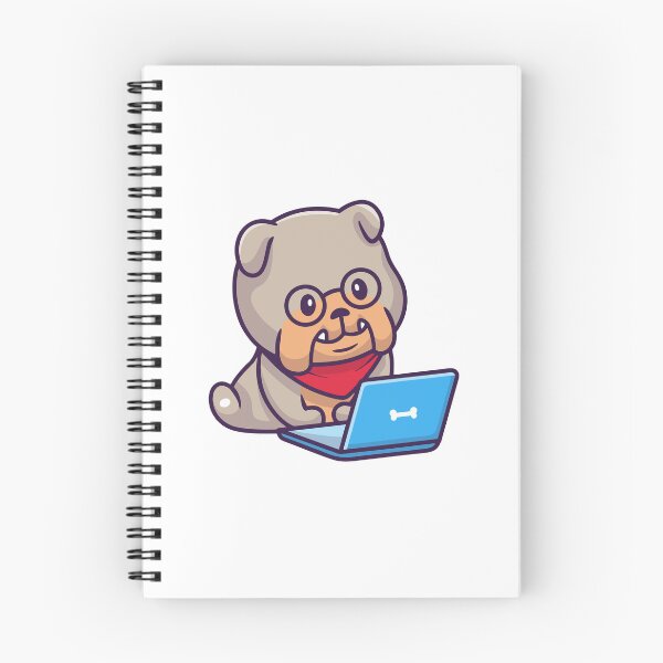 Item preview, Cute Pug Dog Wearing Glasses with Laptop designed and sold by mintxw.