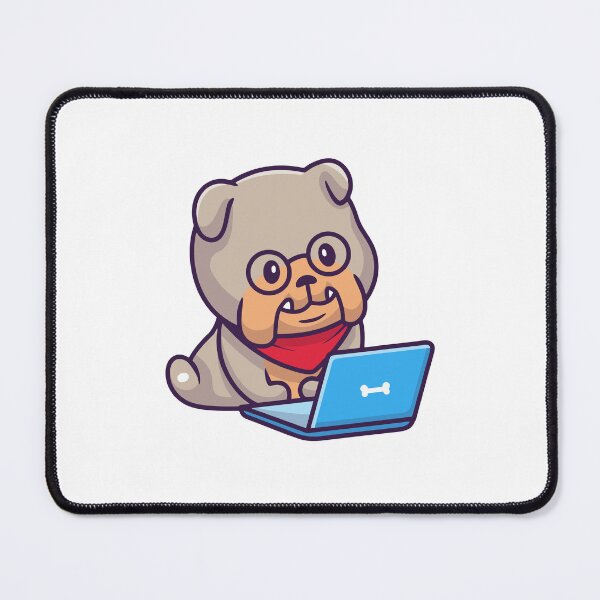 Item preview, Cute Pug Dog Wearing Glasses with Laptop designed and sold by mintxw.