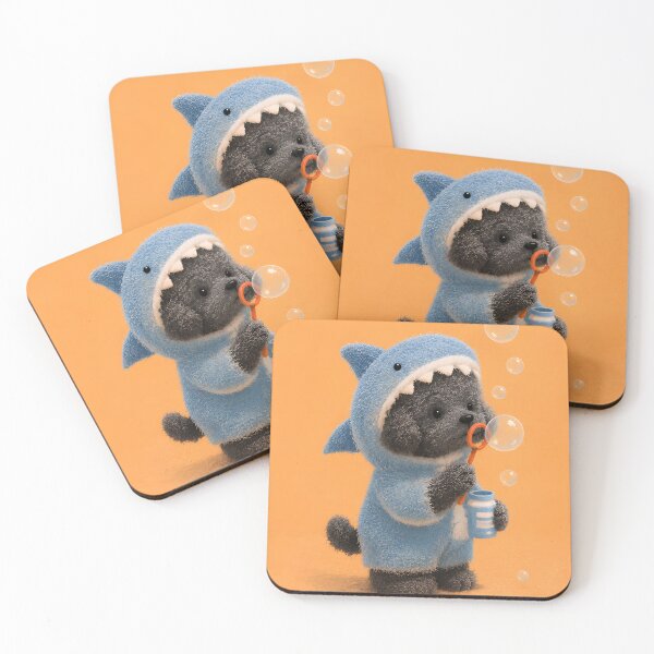 Item preview, Cute Shark Puppy Blowing Bubbles | Kawaii Cozy Dog Design designed and sold by pixelartestudio.