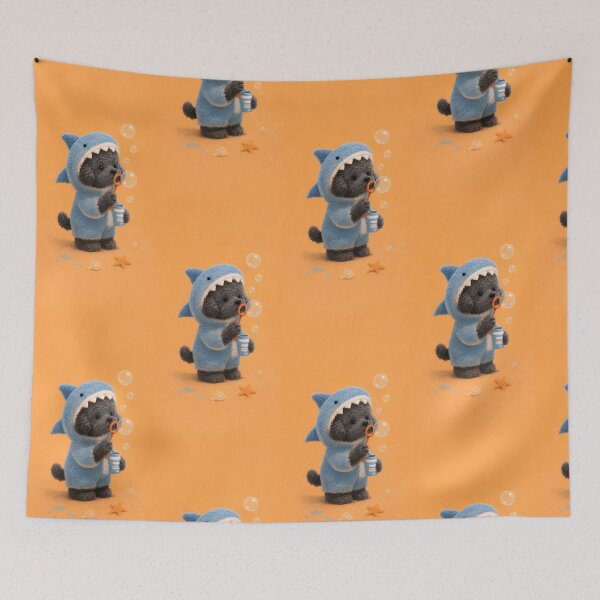 Item preview, Cute Shark Puppy Blowing Bubbles | Kawaii Cozy Dog Design designed and sold by pixelartestudio.