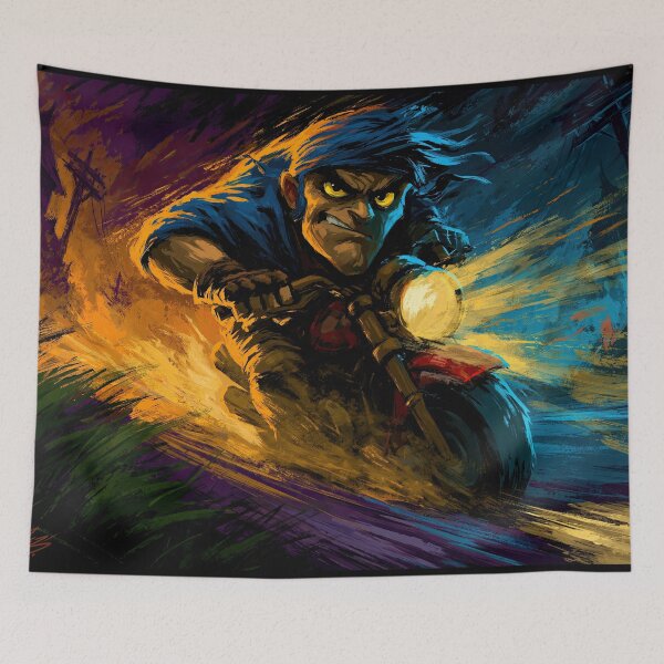 Item preview, Biker with Blue Scarf Speeding in Wind designed and sold by Piotrek0001.