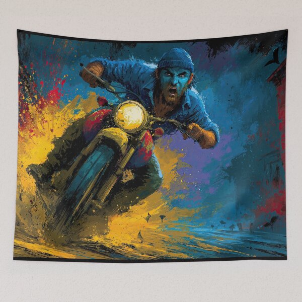 Item preview, Biker Leaning Hard into Corner at Night designed and sold by Piotrek0001.