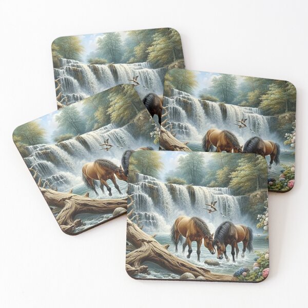 Item preview, Horses at Waterfalls designed and sold by Fusionmart-Art.