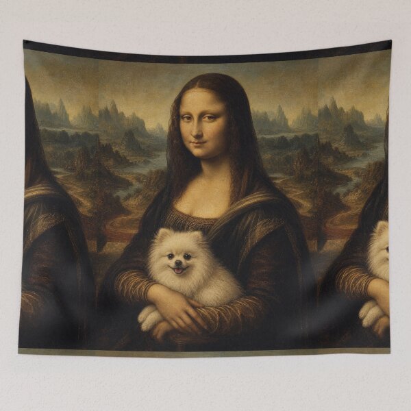 Item preview, Mona Lisa And Cute Pomeranian Friend - Funny Classical Painting Parody designed and sold by merchxwear.