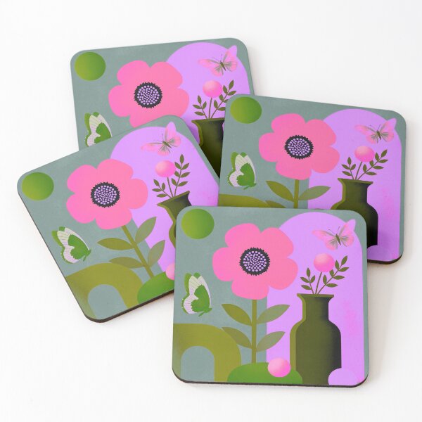 Item preview, Pink Blossom Glow | Modern Botanical Butterfly Wall Art designed and sold by joycrysstudio.