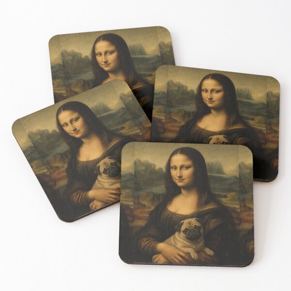 Item preview, Mona Lisa And Cute Pug Friend - Funny Classical Painting Parody designed and sold by merchxwear.