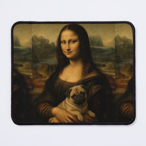 Item preview, Mona Lisa And Cute Pug Friend - Funny Classical Painting Parody designed and sold by merchxwear.