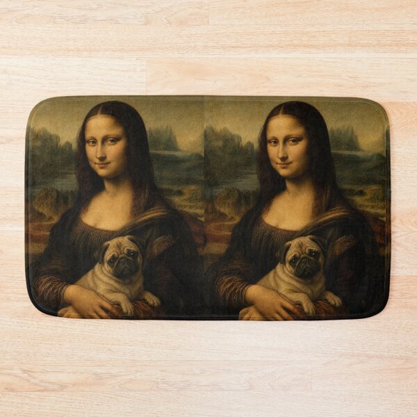 Item preview, Mona Lisa And Cute Pug Friend - Funny Classical Painting Parody designed and sold by merchxwear.