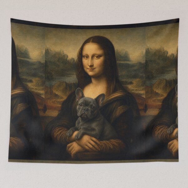 Item preview, Mona Lisa And Cute French Bulldog Friend - Funny Classical Painting Parody designed and sold by merchxwear.