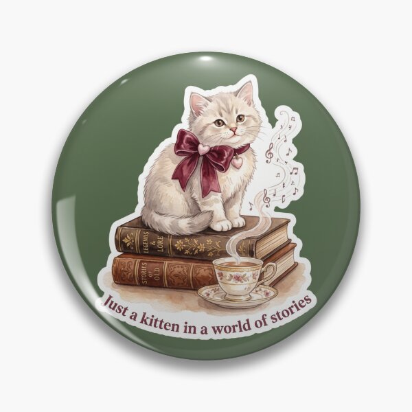 Item preview, Vintage Kitten wearing bows In A World Of Stories Literary Cat  designed and sold by Rahaf-shop9.