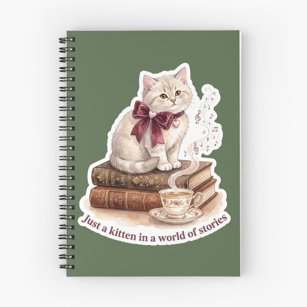 Item preview, Vintage Kitten wearing bows In A World Of Stories Literary Cat  designed and sold by Rahaf-shop9.