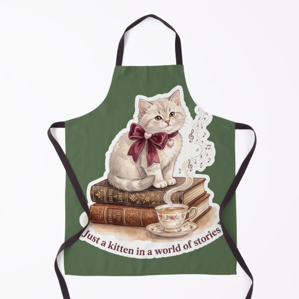 Item preview, Vintage Kitten wearing bows In A World Of Stories Literary Cat  designed and sold by Rahaf-shop9.
