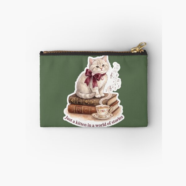 Item preview, Vintage Kitten wearing bows In A World Of Stories Literary Cat  designed and sold by Rahaf-shop9.