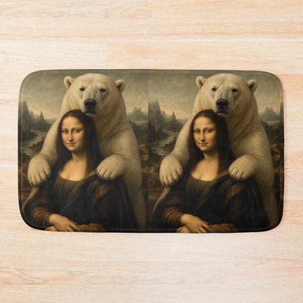 Item preview, Mona Lisa And Cute Polar Bear Friend - Funny Classical Painting Parody designed and sold by merchxwear.