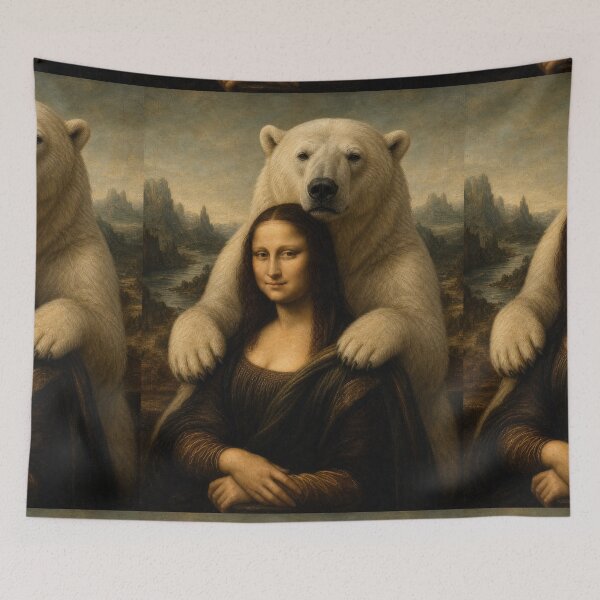Item preview, Mona Lisa And Cute Polar Bear Friend - Funny Classical Painting Parody designed and sold by merchxwear.