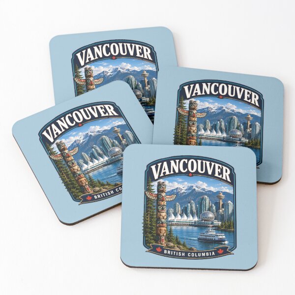 Item preview, Vancouver, British Columbia - Harbor Skyline & Totem Pole designed and sold by Myra365Art.