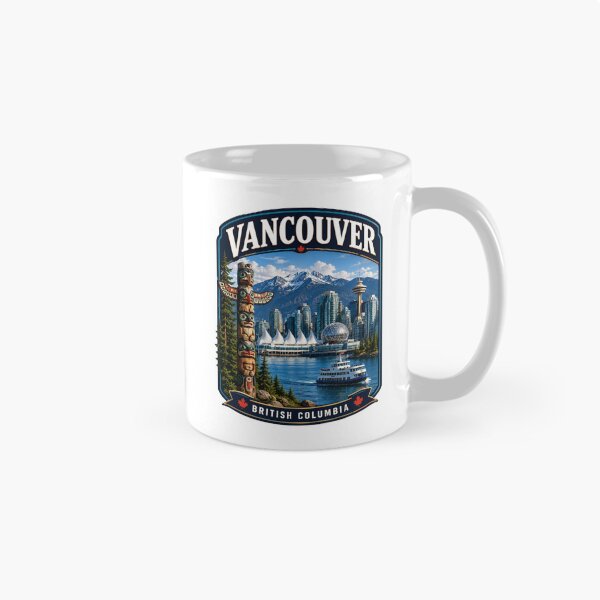 Item preview, Vancouver, British Columbia - Harbor Skyline & Totem Pole designed and sold by Myra365Art.