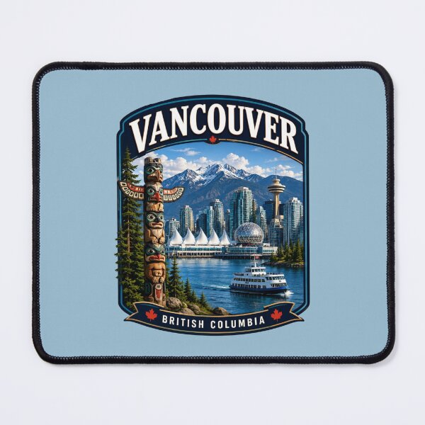 Item preview, Vancouver, British Columbia - Harbor Skyline & Totem Pole designed and sold by Myra365Art.