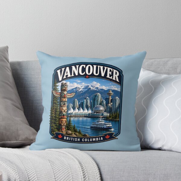 Item preview, Vancouver, British Columbia - Harbor Skyline & Totem Pole designed and sold by Myra365Art.