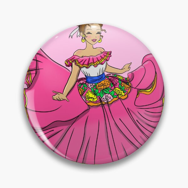 Item preview, Traditional Mexican Dancer Pink Dress designed and sold by MarielaArtShop.