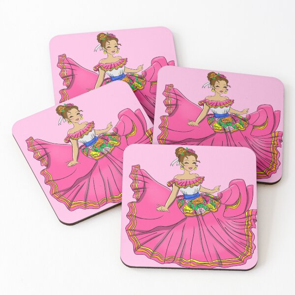 Item preview, Traditional Mexican Dancer Pink Dress designed and sold by MarielaArtShop.