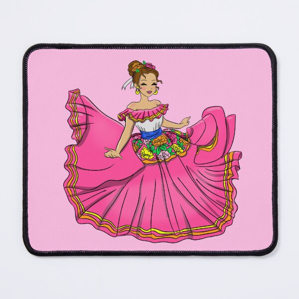 Item preview, Traditional Mexican Dancer Pink Dress designed and sold by MarielaArtShop.