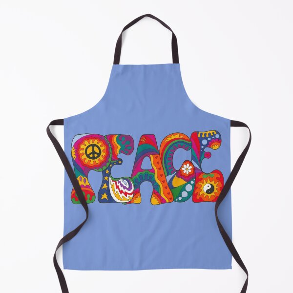 Item preview, Psychedelic Peace Word Art Blue- Retro Hippie Rainbow Groovy Peace Design designed and sold by Kellie Espie Art.