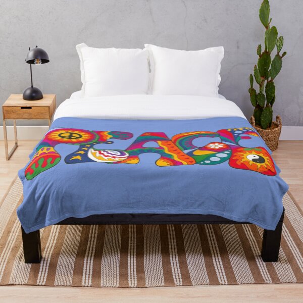 Item preview, Psychedelic Peace Word Art Blue- Retro Hippie Rainbow Groovy Peace Design designed and sold by Kellie Espie Art.