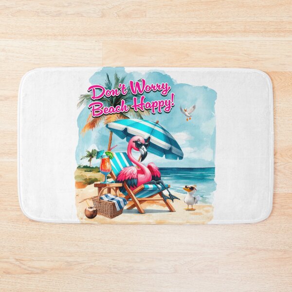 Item preview, Don't Worry Beach Happy! Flamingo designed and sold by Karen Wood.