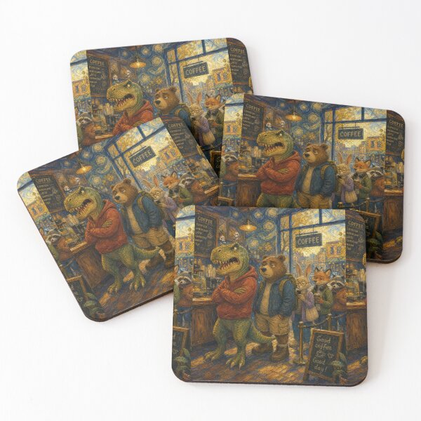 Item preview, Dinosaur Waiting In Coffee Shop - Funny Classical Painting Parody designed and sold by merchxwear.