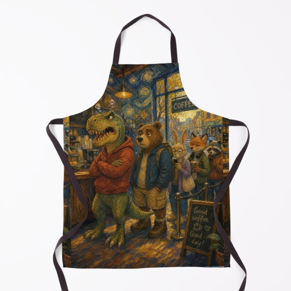 Item preview, Dinosaur Waiting In Coffee Shop - Funny Classical Painting Parody designed and sold by merchxwear.
