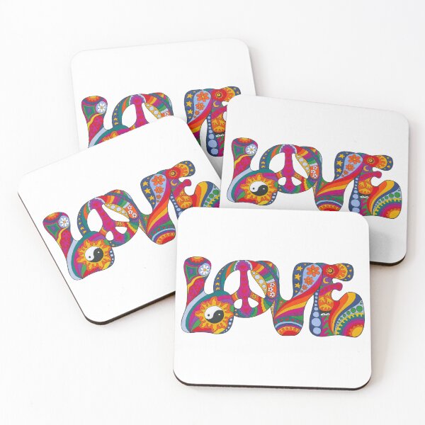 Item preview, Psychedelic Love Art White – Retro Hippie Rainbow Groovy Peace Design designed and sold by Kellie Espie Art.