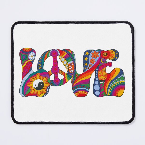Item preview, Psychedelic Love Art White – Retro Hippie Rainbow Groovy Peace Design designed and sold by Kellie Espie Art.